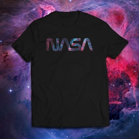 Nasa Nebula Worm Logo Black Tee - Picture 1 of 2